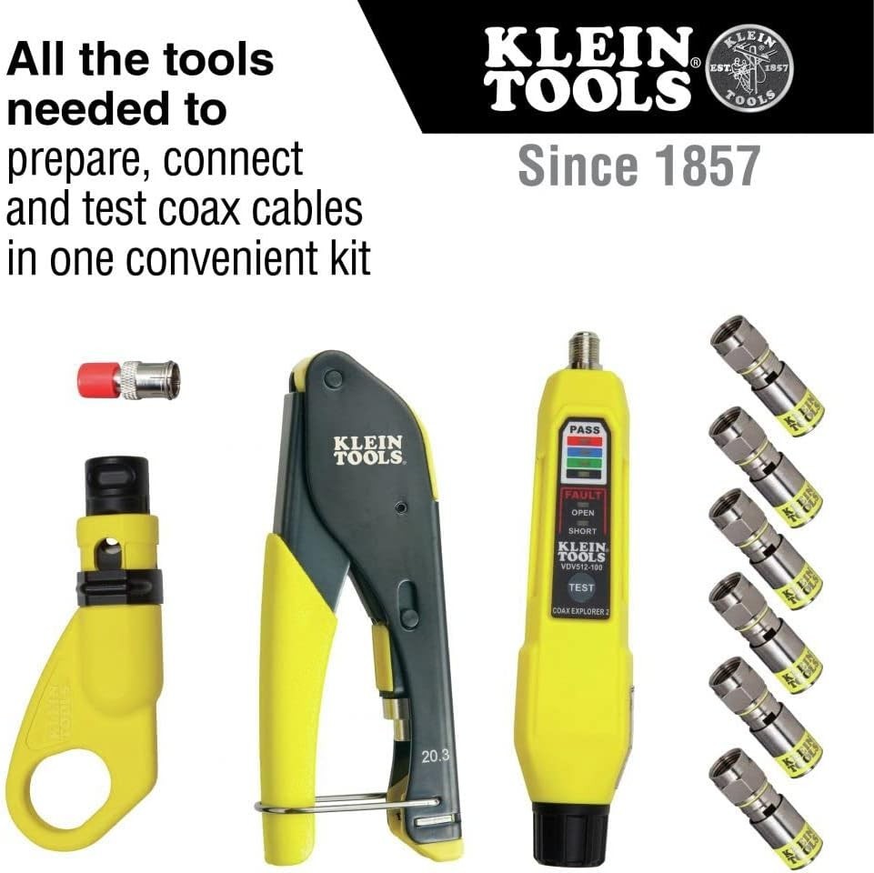 818 Coax Install and Kit with Crimp Tool, Includes Tester, Stripper and Univ...