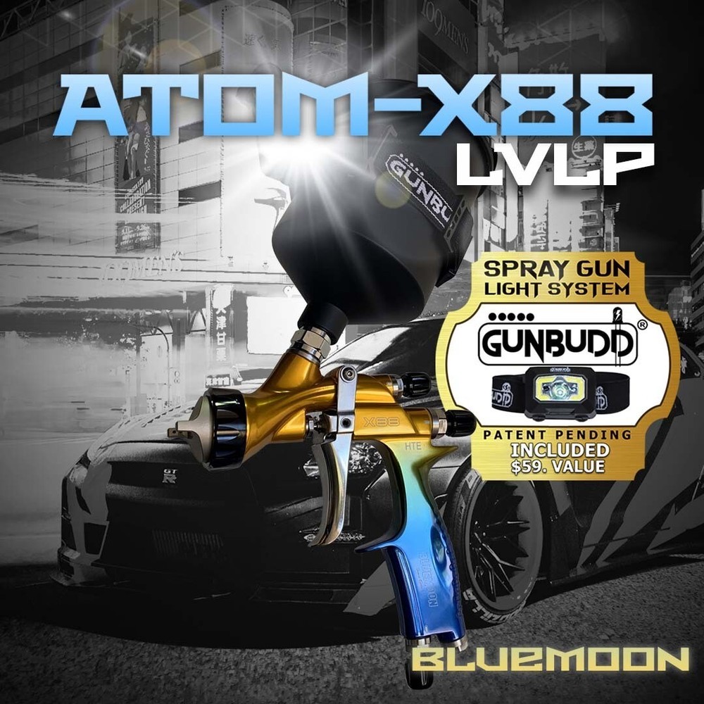 LVLP-MP ATOM X88 BLUEMOON Gravity Spray Gun | 1.3 & 1.4 Tip Combo | Solvent Use