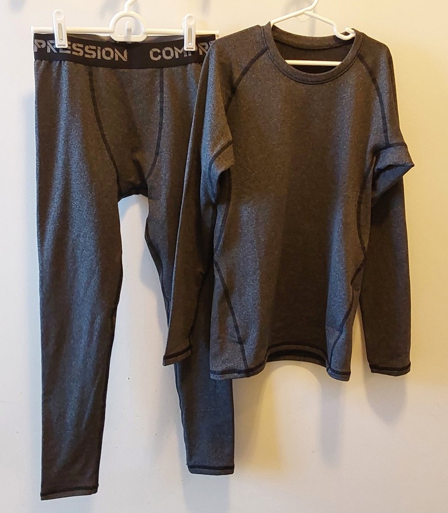 2 E Pro Compression Black & Gray Boy's Thermal Sets / Size L / NWOT