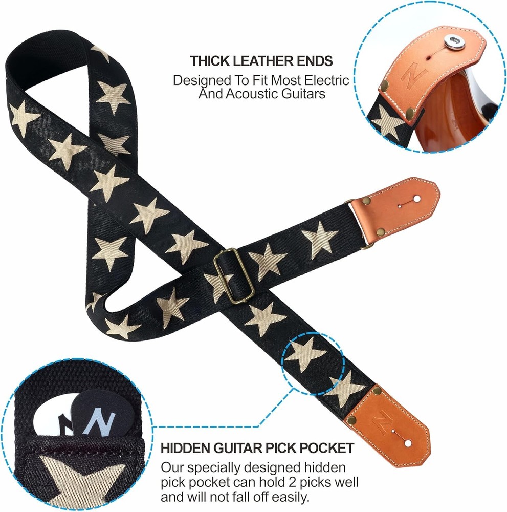 Cool Woven Guitar Strap -Cotton Guitar Straps with Thicked First Layer Vegeta...
