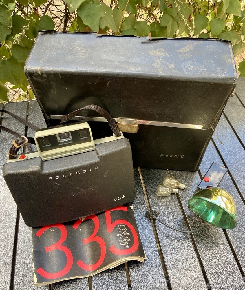 Polaroid Land Camera 335 With Case, Manual And Flash- Not Tested