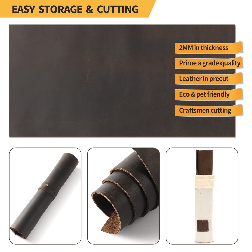 RingSun Full Grain Leather Sheets 2mm for Craft Tooling & Sewing