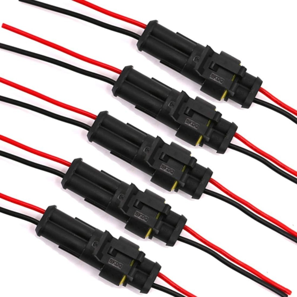 UTSAUTO 2 Pin Way Waterproof Electrical Connector Wire Harness 16 AWG 5 Sets
