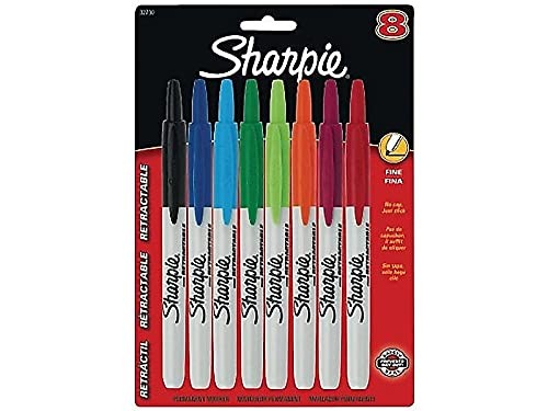 Sharpie Fine Retractable Markers 8 Count Assorted Colors Waterproof Quick Drying