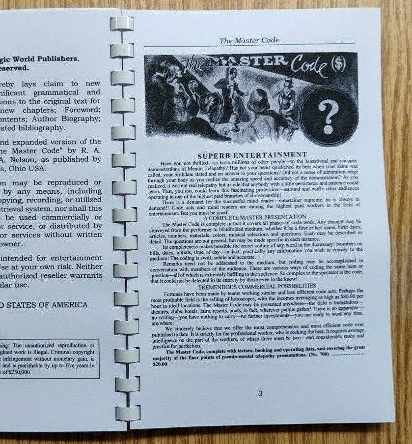 The Master Code by Robert A. Nelson (2-person psychic act)
