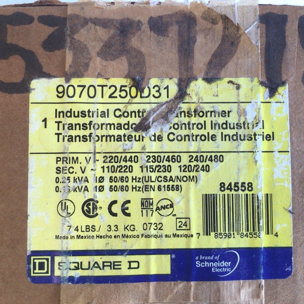 Square D 9070T250D31 Industrial Transformer