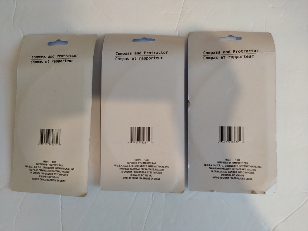 Geometry Drawing Measuring 3 New Compass Protractor Pencil Sets