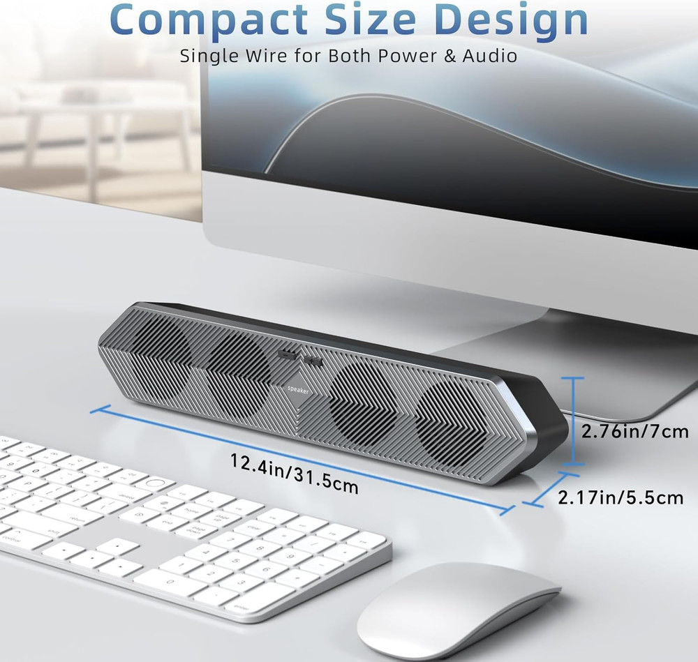 Computer Speakers for Desktop Pc, Wired USB Powered Bluetooth PC Speakers with S