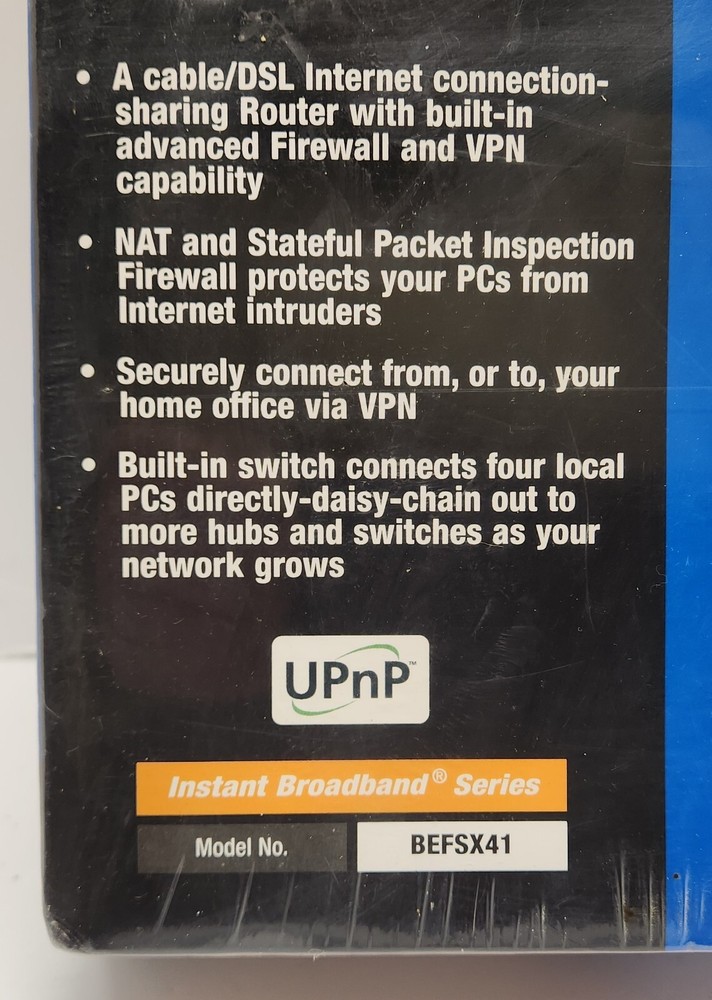 Linksys BEFSX41 Etherfast Cable / DSL 4-Port Firewall Router 10/100 Mbps - NEW