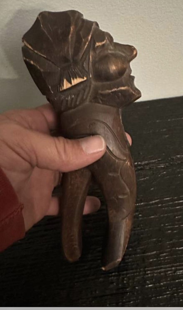 Older pirate head nut cracker solid wood hand done