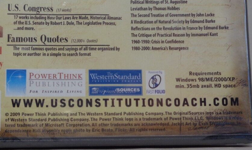 US CONSTITUTION COACH KIT From PowerThink / New DVD / Computer Software