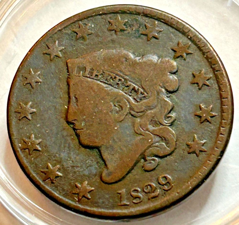 1829 Coronet Head Large Cent, Mostly Full Liberty, Nice Reverse - B16-13