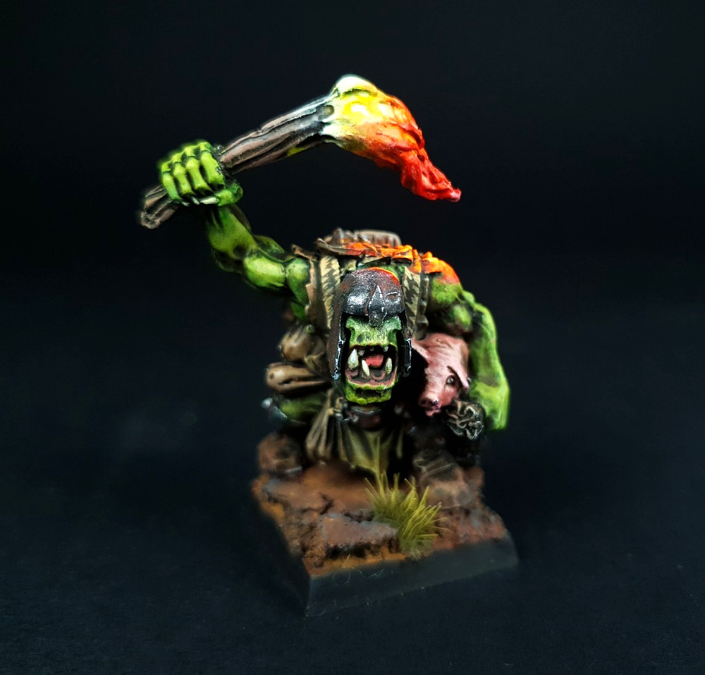 Orc Raider with Pig and Torch - Painted
