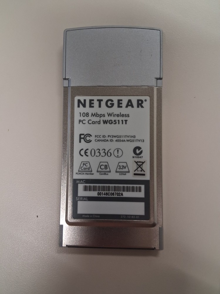 NETGEAR 108 Mbps Wireless PC Card WG511T