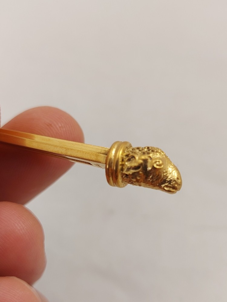 Antique Victorian Memento Mori Skull Solid Silver Gilt Spoon
