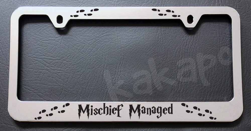 Harry Potter Fans ! Mischief Managed Chrome License Plate Frame