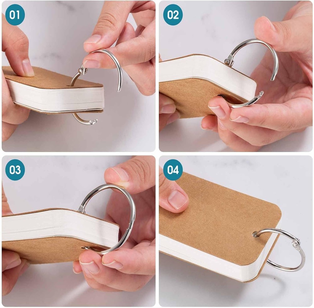 Primbeeks 8 Pack Multicolor Index Cards with Binding Rings, 320,