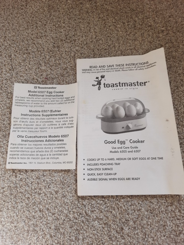 Toastmaster Good Egg Cooker Model 6507