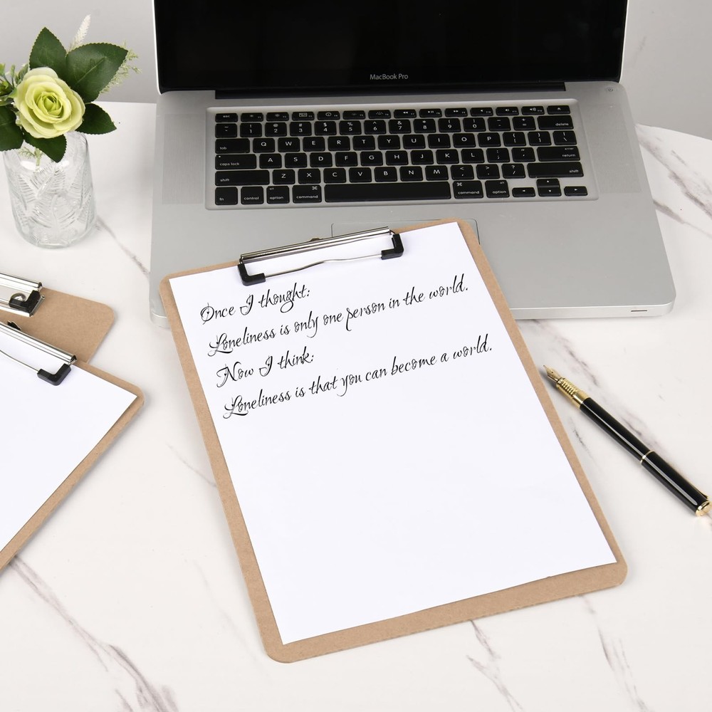 3 Pack Hardboard Office Clipboard, Letter-Size Clipboard with Low Profile Cli...