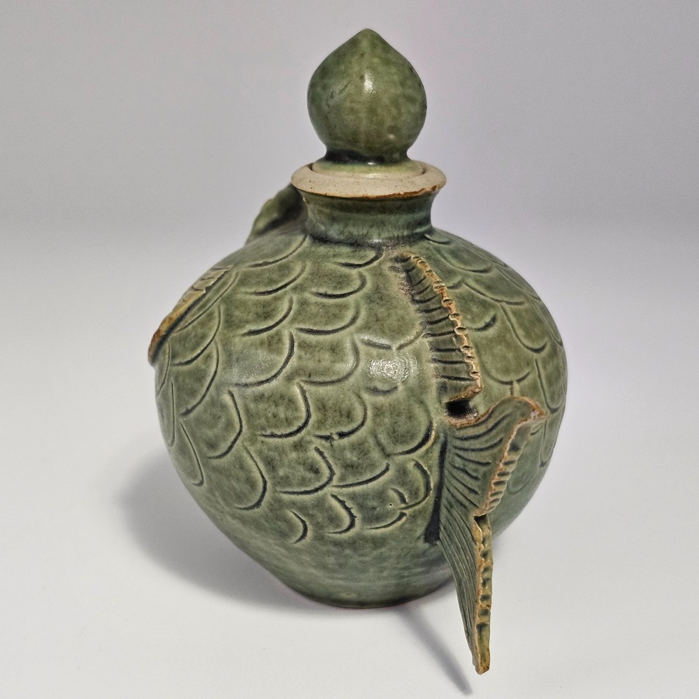 Vintage Celadon Glazed Toad Water Pot 4" H