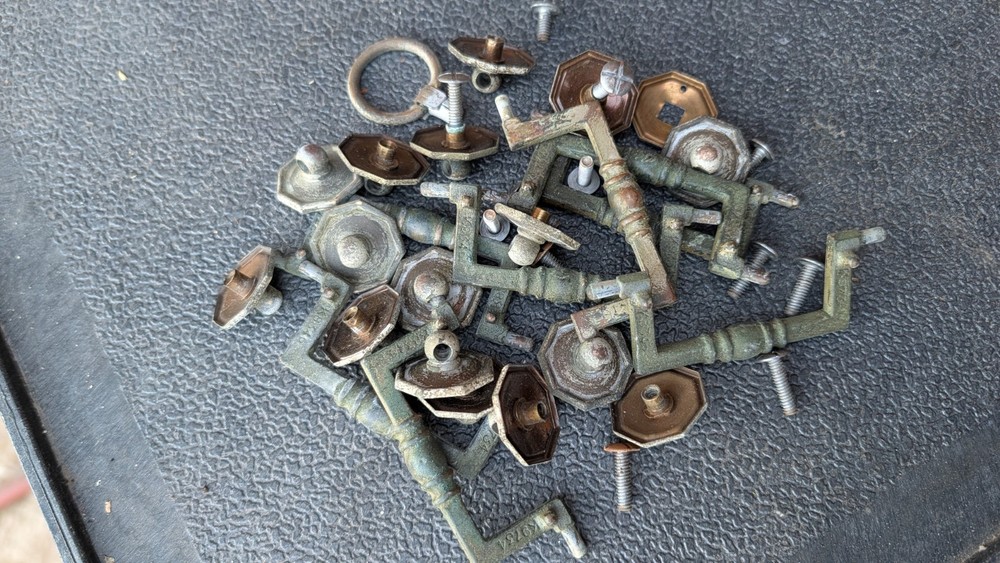 8) Brass Vintage Drawer Pull 3"centers Handle Mid-Century Dresser Pulls Hardware