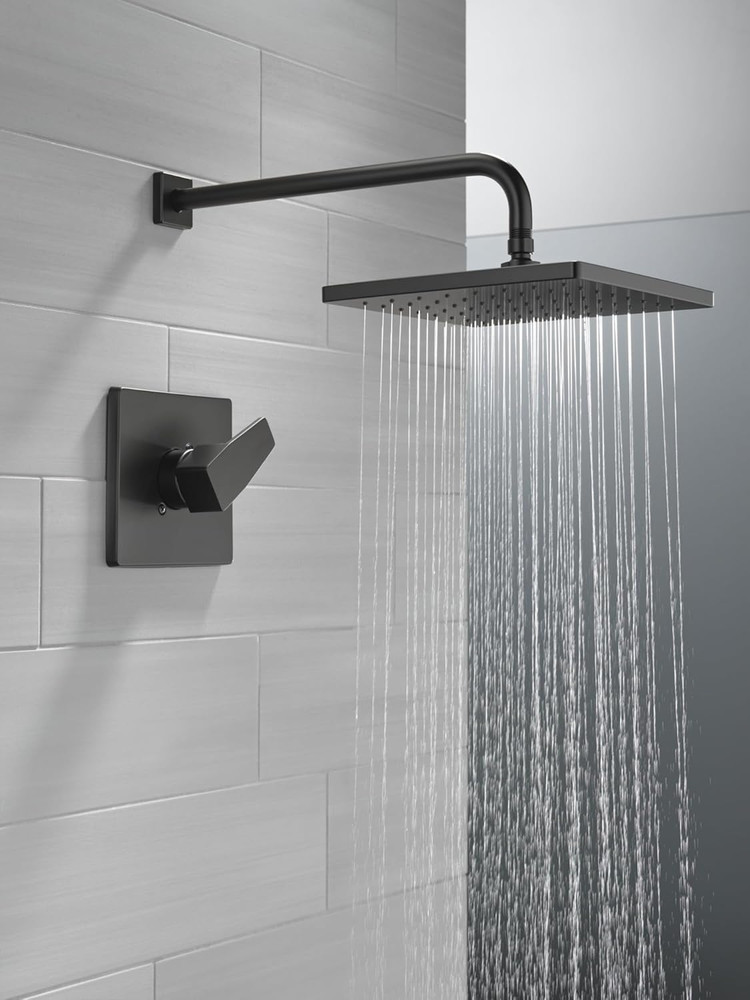 Faucet Modern Raincan Square Single-Function Shower Valve Trim Kit Black, Shower