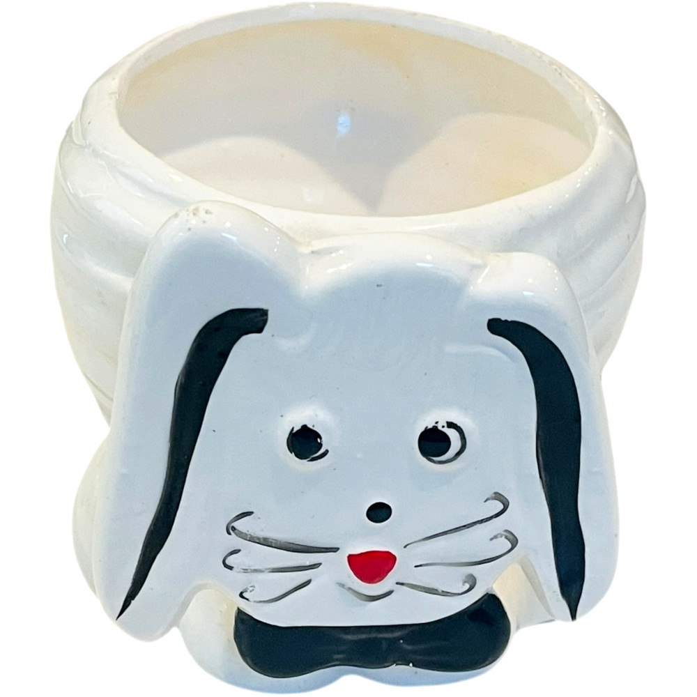 Ceramic Bunny Rabbit Planter Vintage Nursery Easter Decor - 4" x 4"