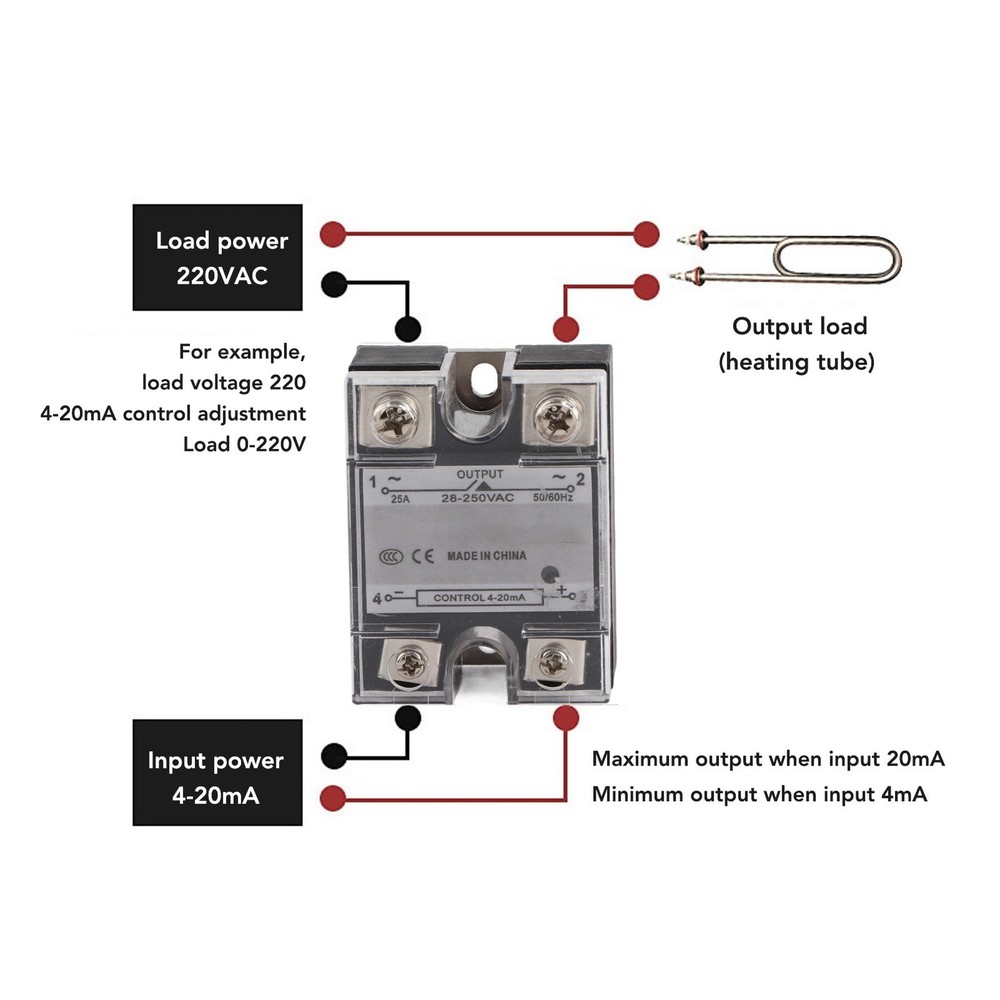 Solid State Relay SSR 4‑20mA Input To 28‑250V AC Output Stepless Regulator