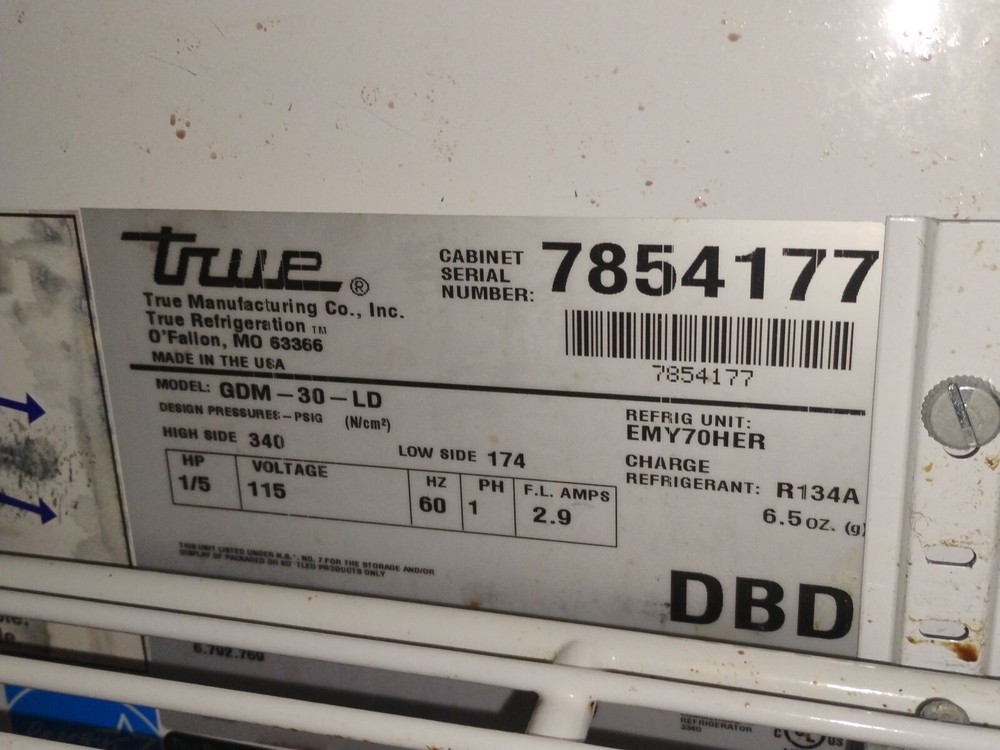 TRUE glass door refrigerator