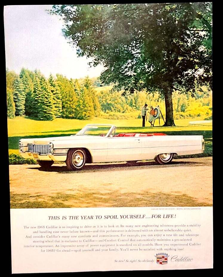 Cadillac Deville Convertible Original 1965 Vintage Print Ad