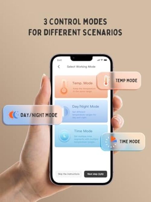 Bluetooth Digital Temperature Controller 1200W Heating Cooling 2-Stage Outlet