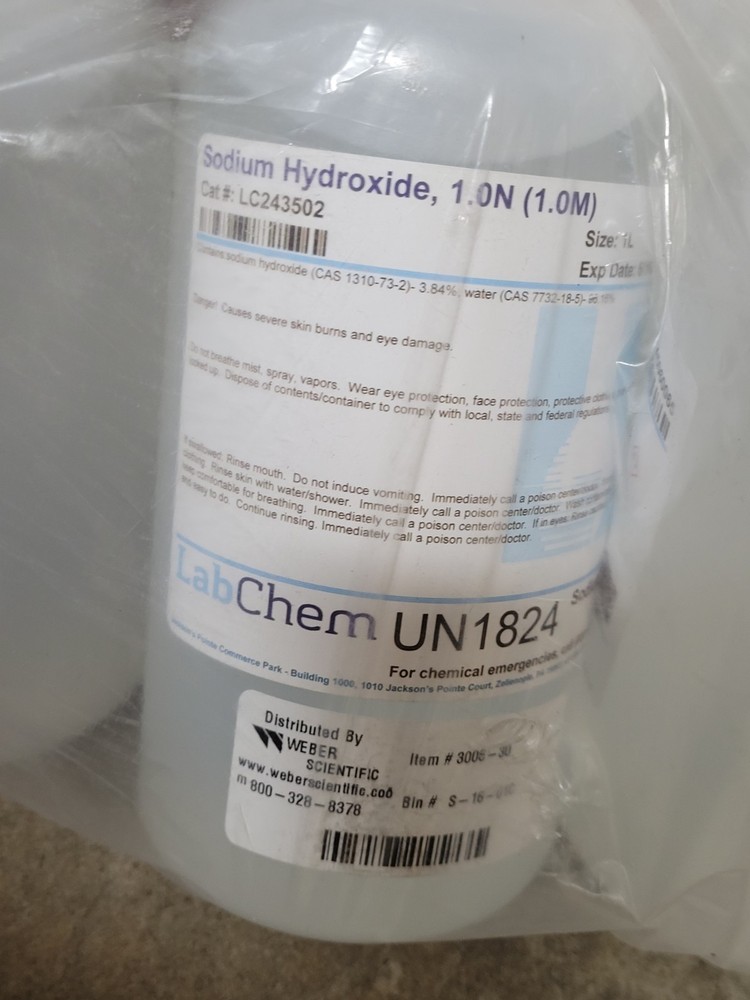 x6 1.0M Sodium Hydroxide Solution, Laboratory Grade, Industrial & Educational...