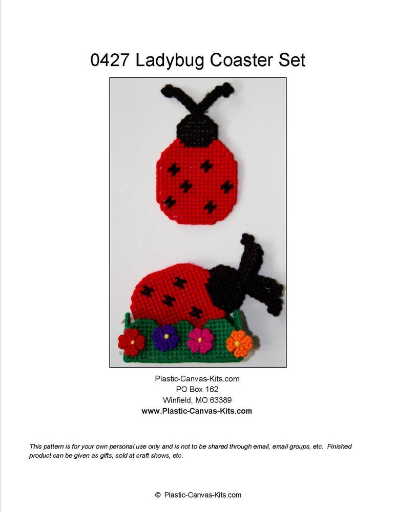 Ladybug Coaster Set-Plastic Canvas Pattern or Kit