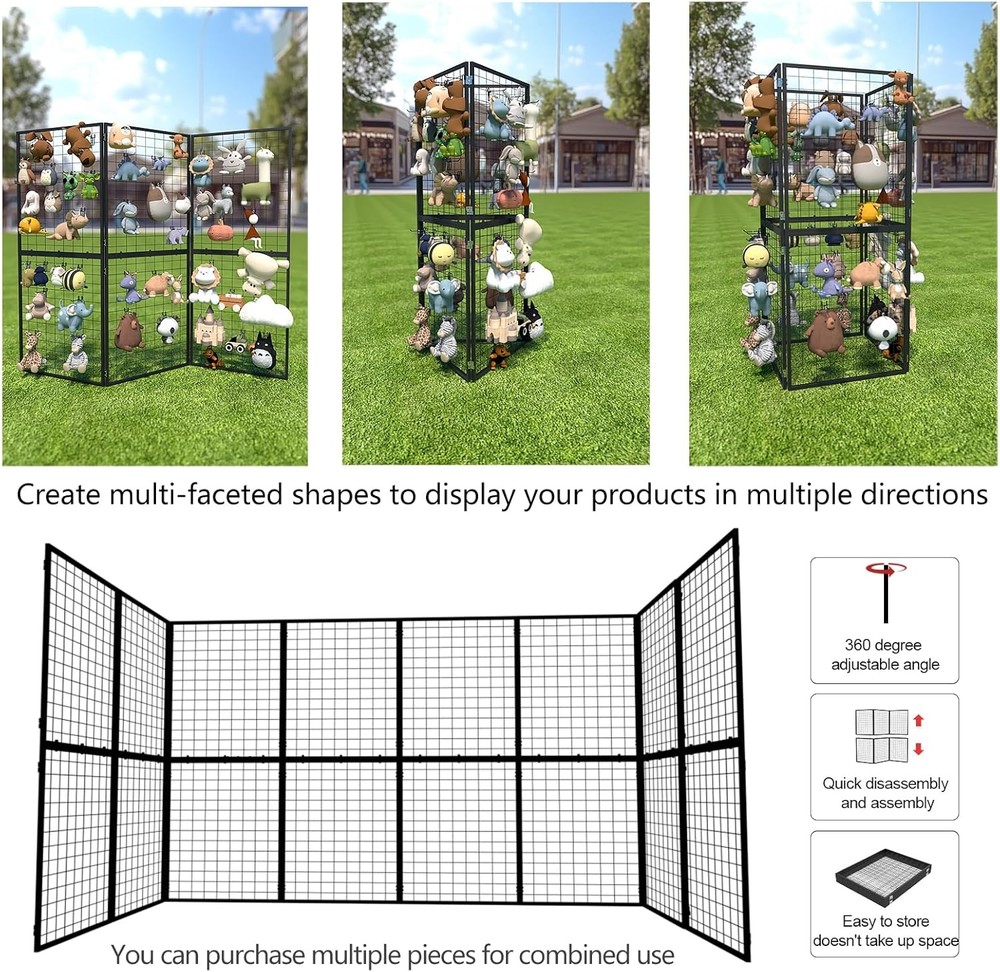 Foldable Grid Wall Panel 2PCS - Portable Heavy Duty Gridwall Display Rack with D