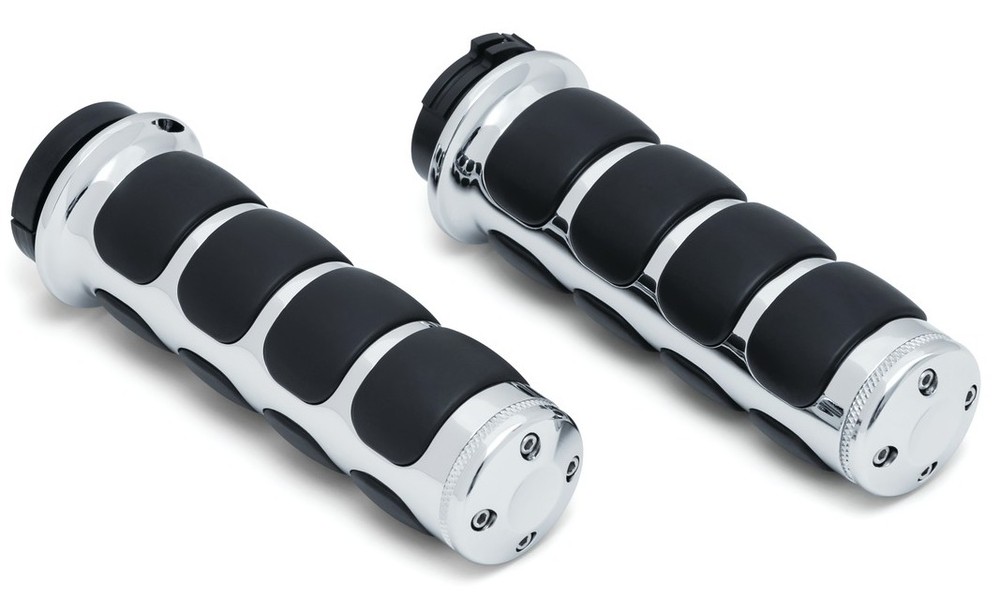 Kuryakyn ISO Chrome/Black Cable Style Handlebar Grips (6205)