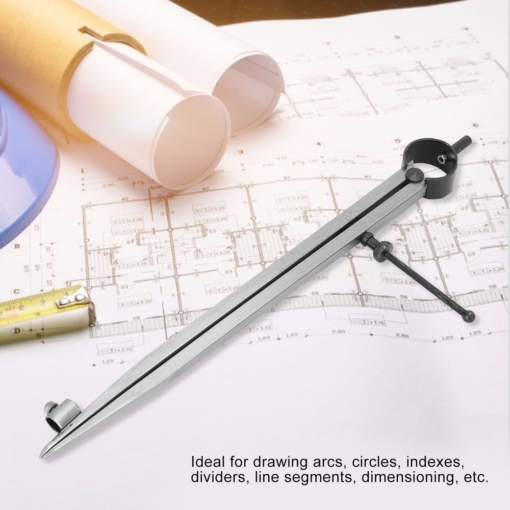 Flat Leg Spring Caliper 75mm Lockable Steel Compass Divider With Pen Sleeve