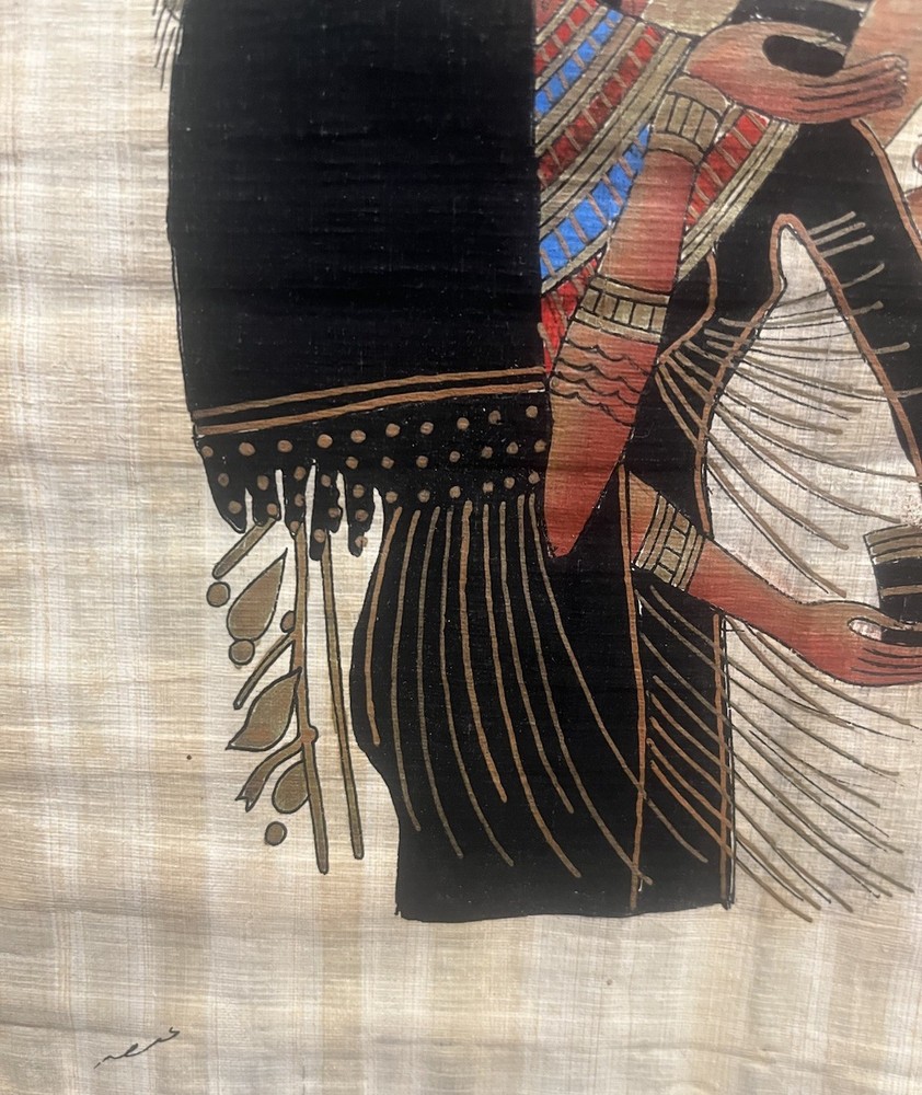 Handmade Egyptian Papyrus Ancient Twins Grape Wine Artwork