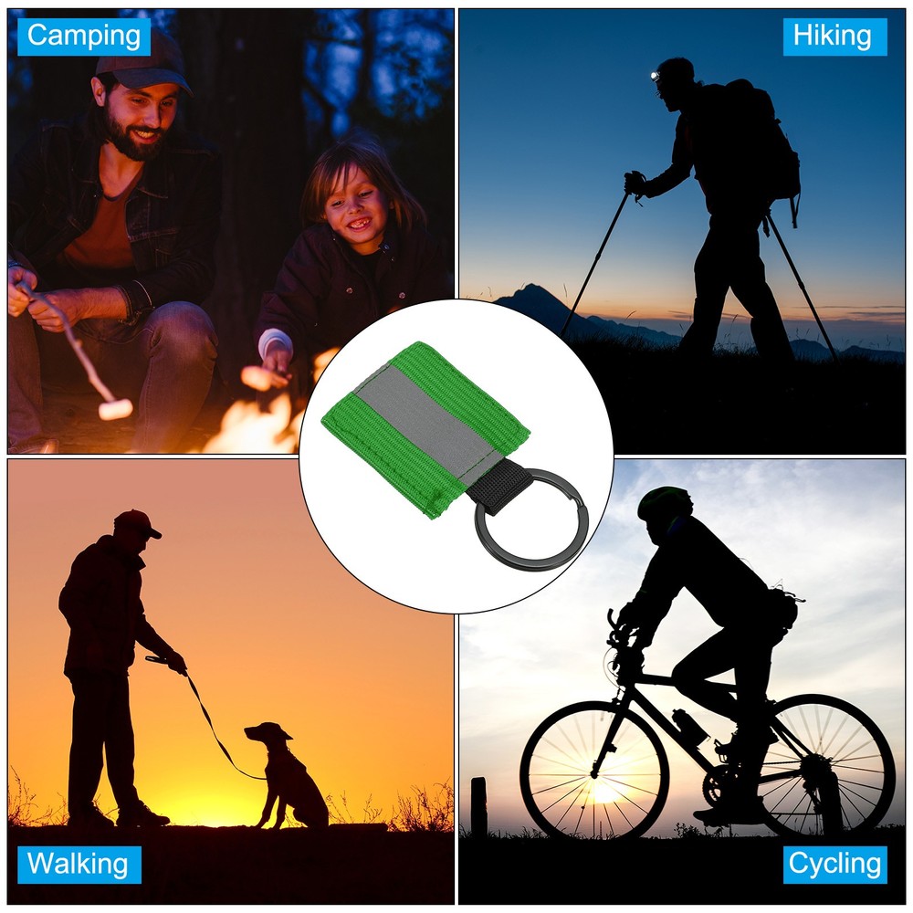 6 Pcs Reflective Keychain Tags, Reflective Zipper Pulls, Green