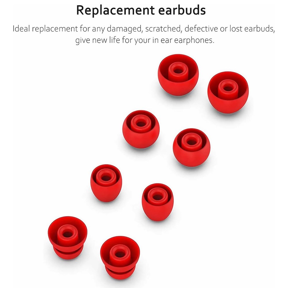 Replacement Silicone Ear Tips Earbuds Buds Set Compatible with large, Red