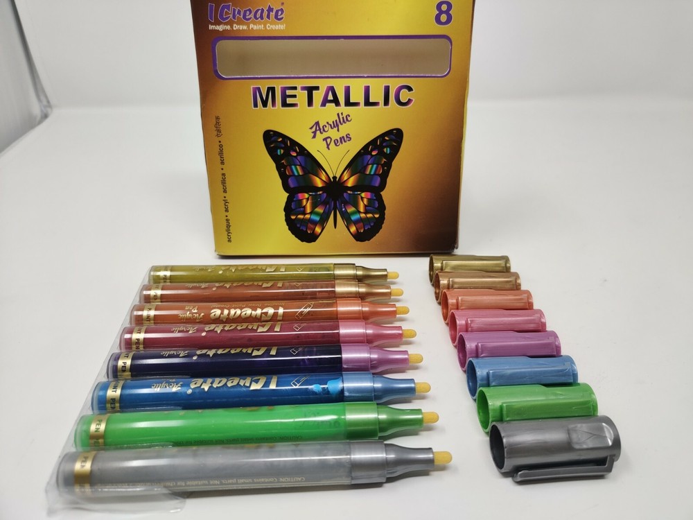 I CREATE Acrylic Pens | Metallic Colours - 8 Pack