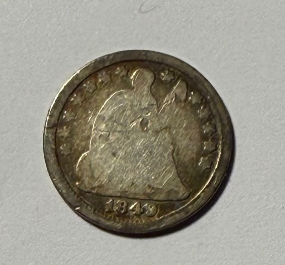 1849 seated liberty half dime - early date