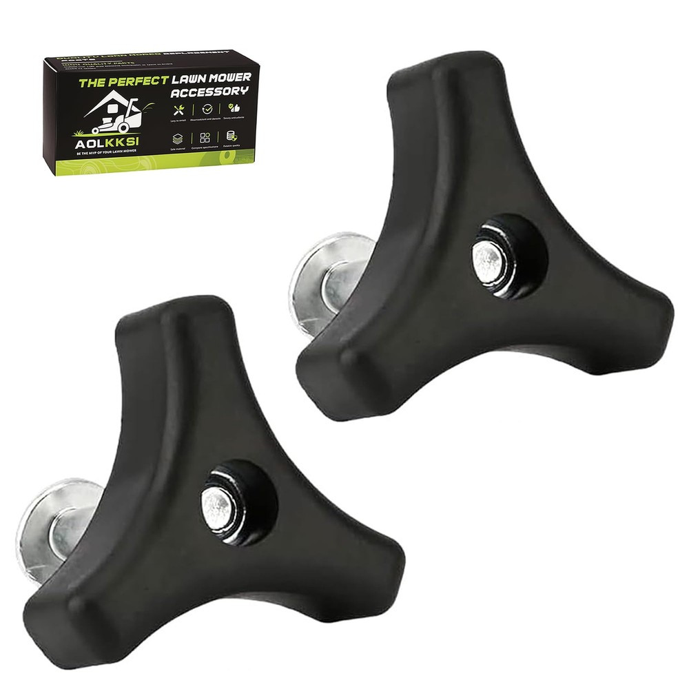 2 Sets Lawn Mower Handle Knobs Nut Bolt, Triangular 2 Set, Black
