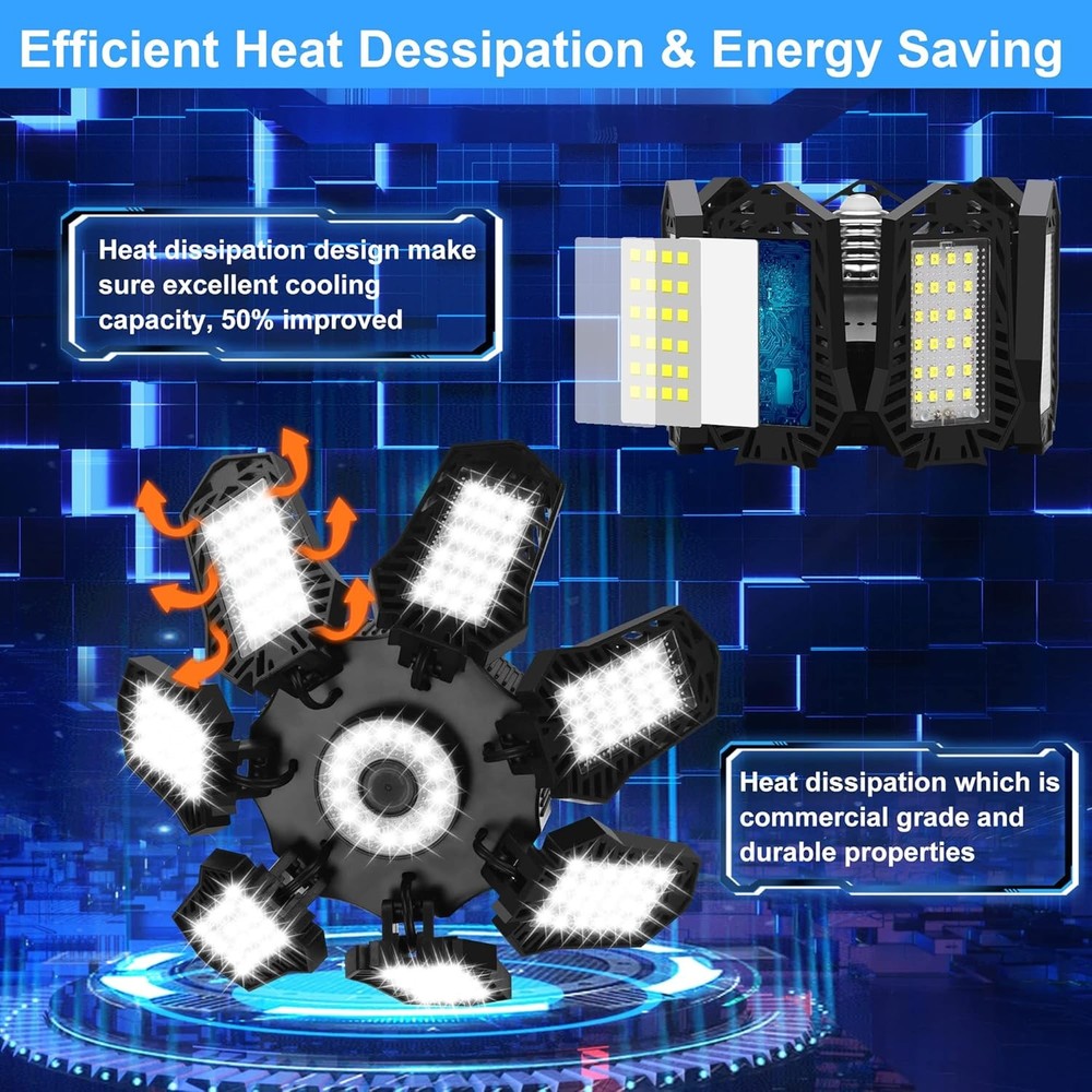 2Pack LED Garage Light 9900000LM Deformable Bright Work Shop Ceiling Bulb Lamps