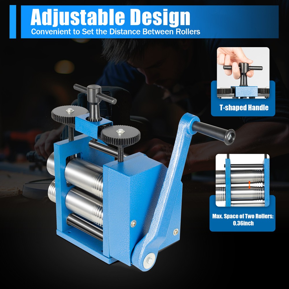 Jewelry Rolling Machine Manual Roller Combination Metal Tools Rolling Mill 6.5mm