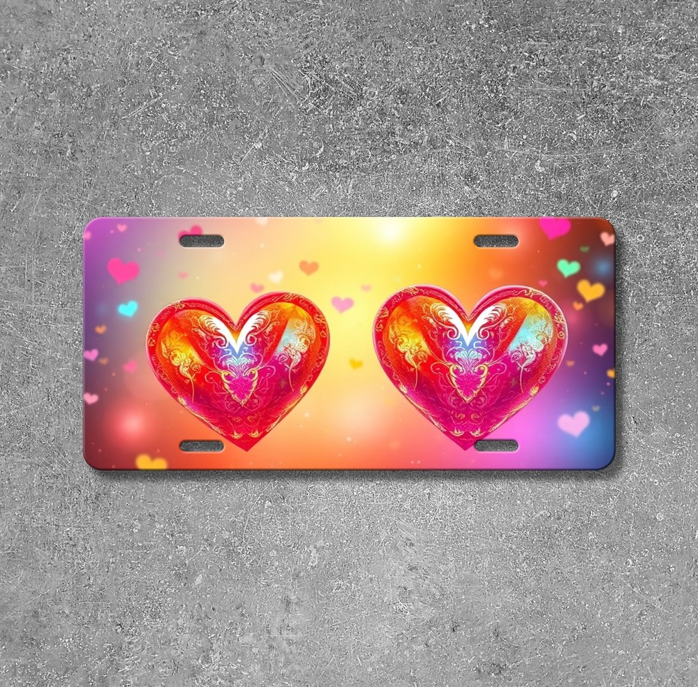 Premium Hearts License Plate Custom Front Plate Unique Gift