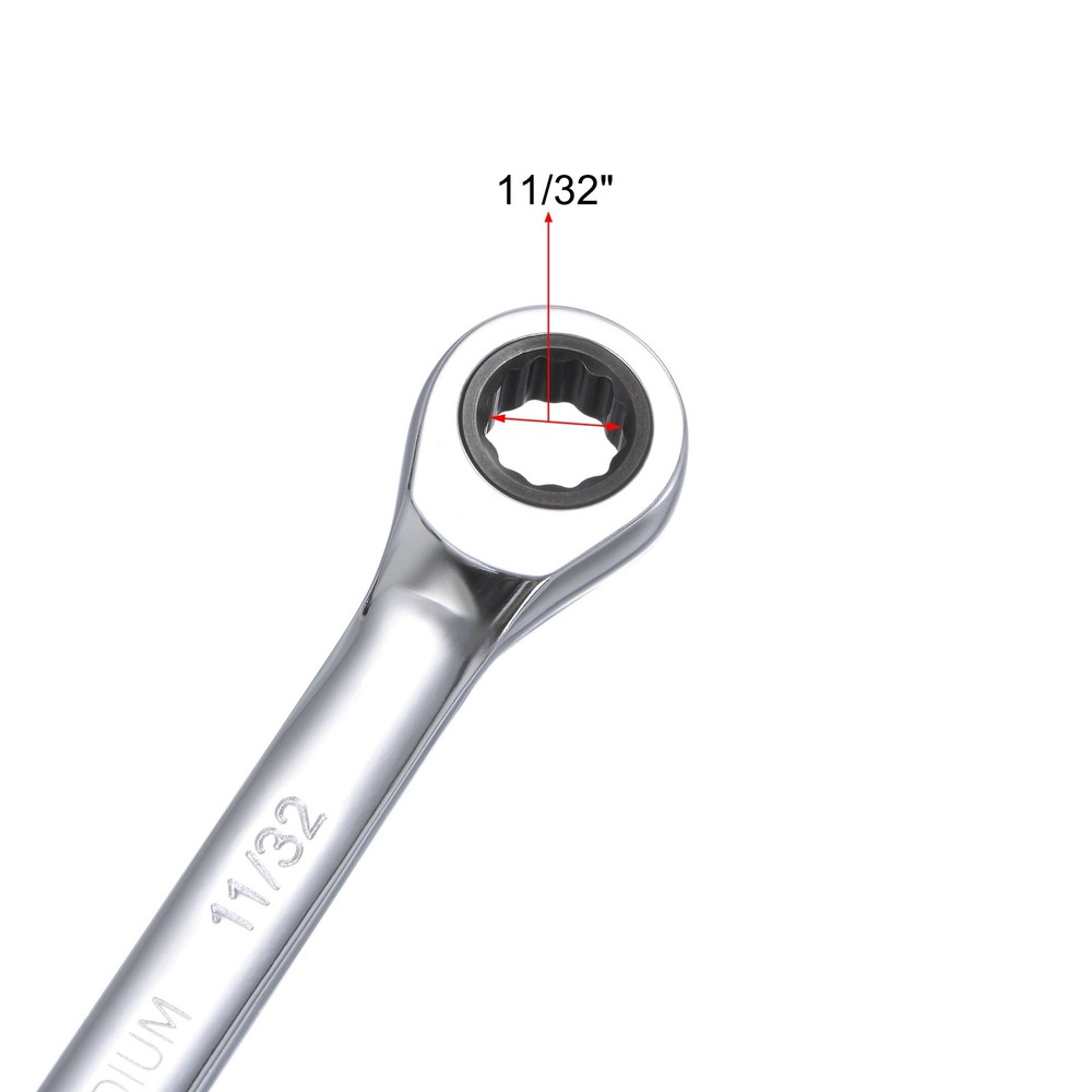 11/32" Ratcheting Combination Wrench SAE 72 Teeth 12 Pt Box Ended Spanner Tool