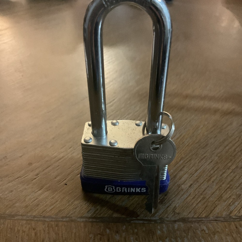 1  New Brinks Steel Locking Bolts Cut Resistant High Security Padlock