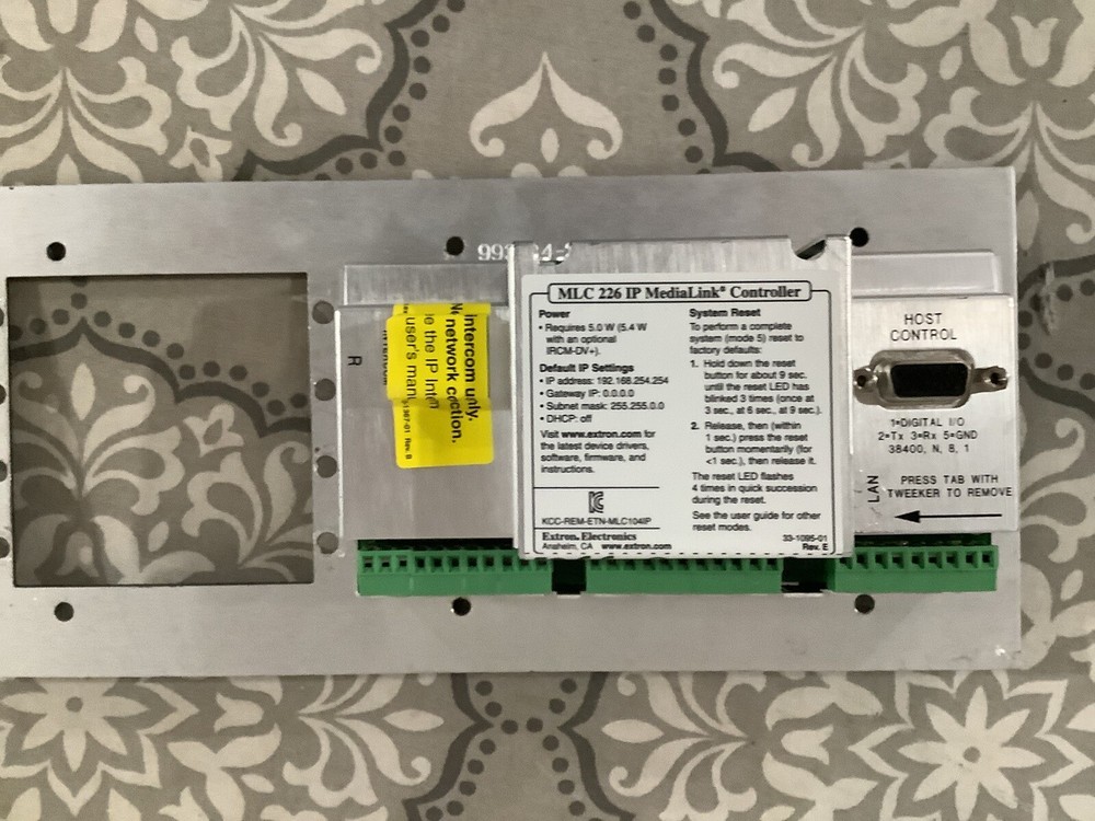 Extron Media Link MLC 226 IP AAP Secondary Control Panel
