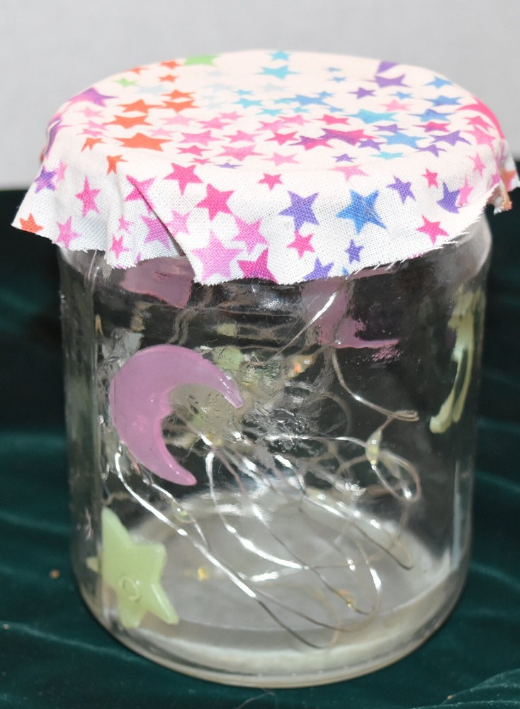 Firefly Jars Summer Light or Night light Painted Jar Stars LED Lights