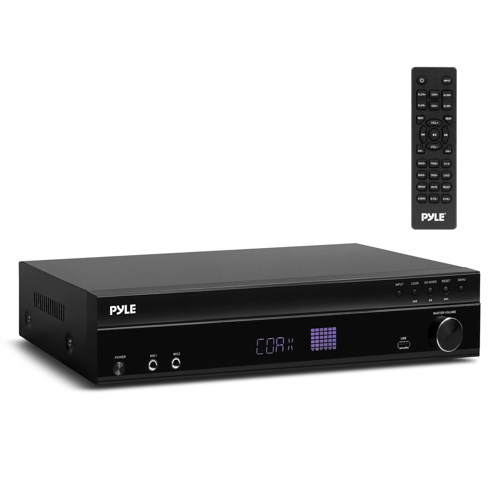 Pyle Bluetooth USB-A Receiver, 6x 4" 200W Max Black Speakers + Wireless Mic